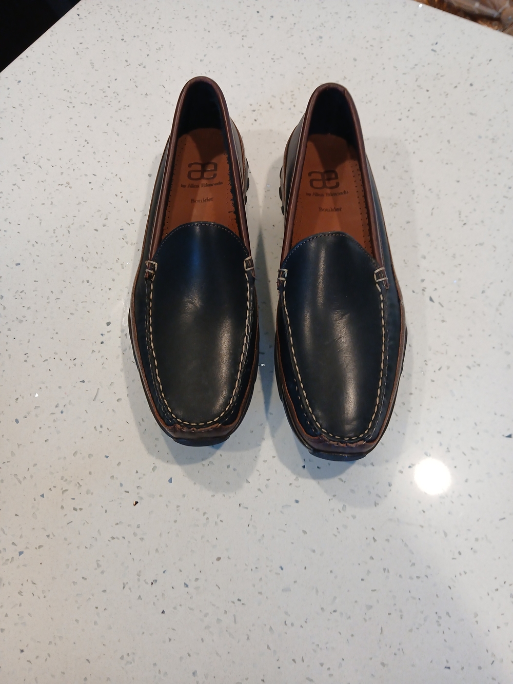 Allen Edmonds Boulder Loafers 11.5 D Venetian Driving Shoes Moc Toe Leather Blue